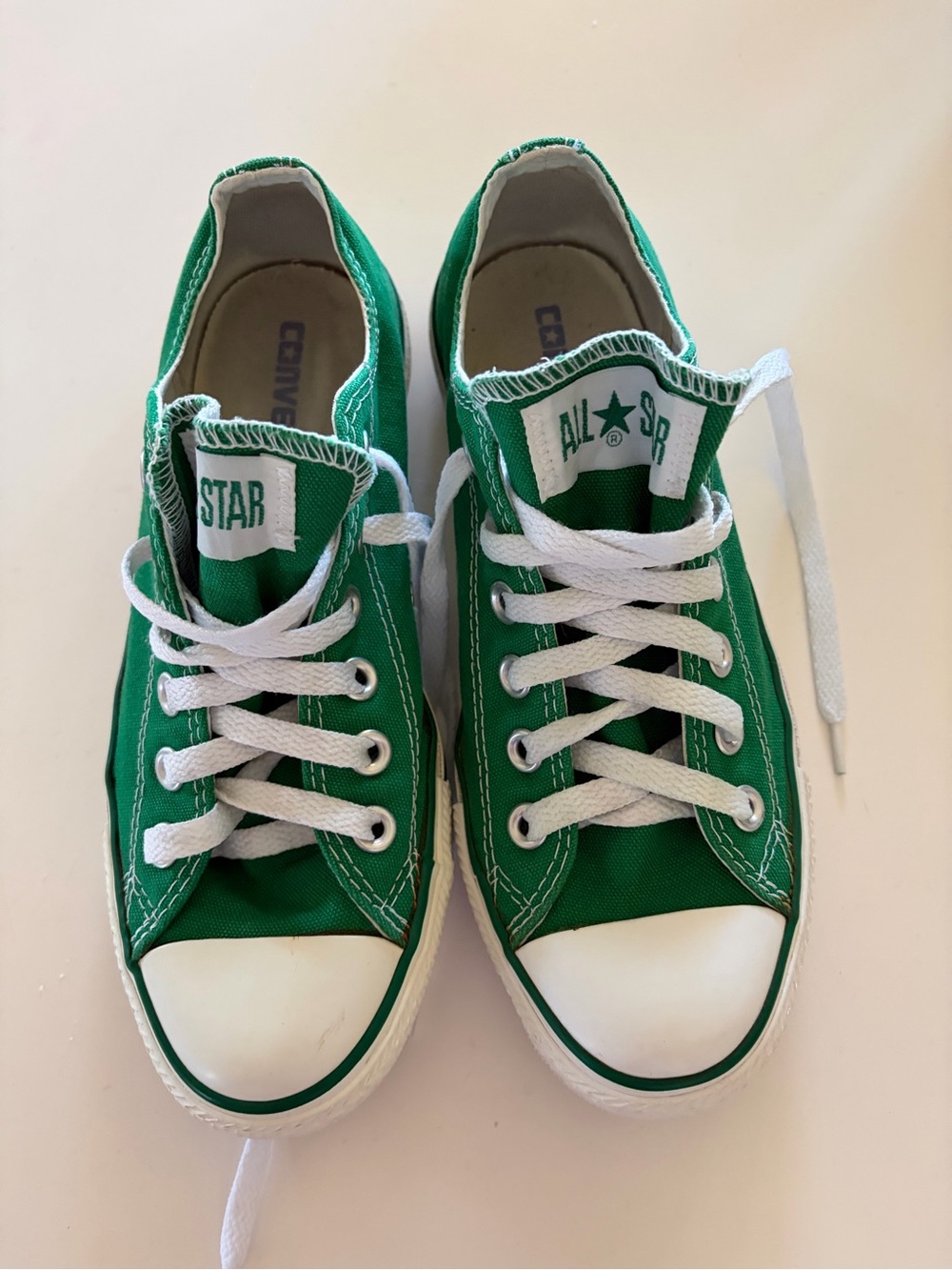 Converse Kids Green Low Top Sneakers with White Accents